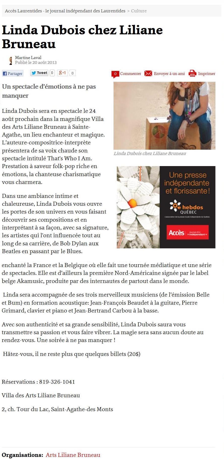 Linda dubois - journal independant